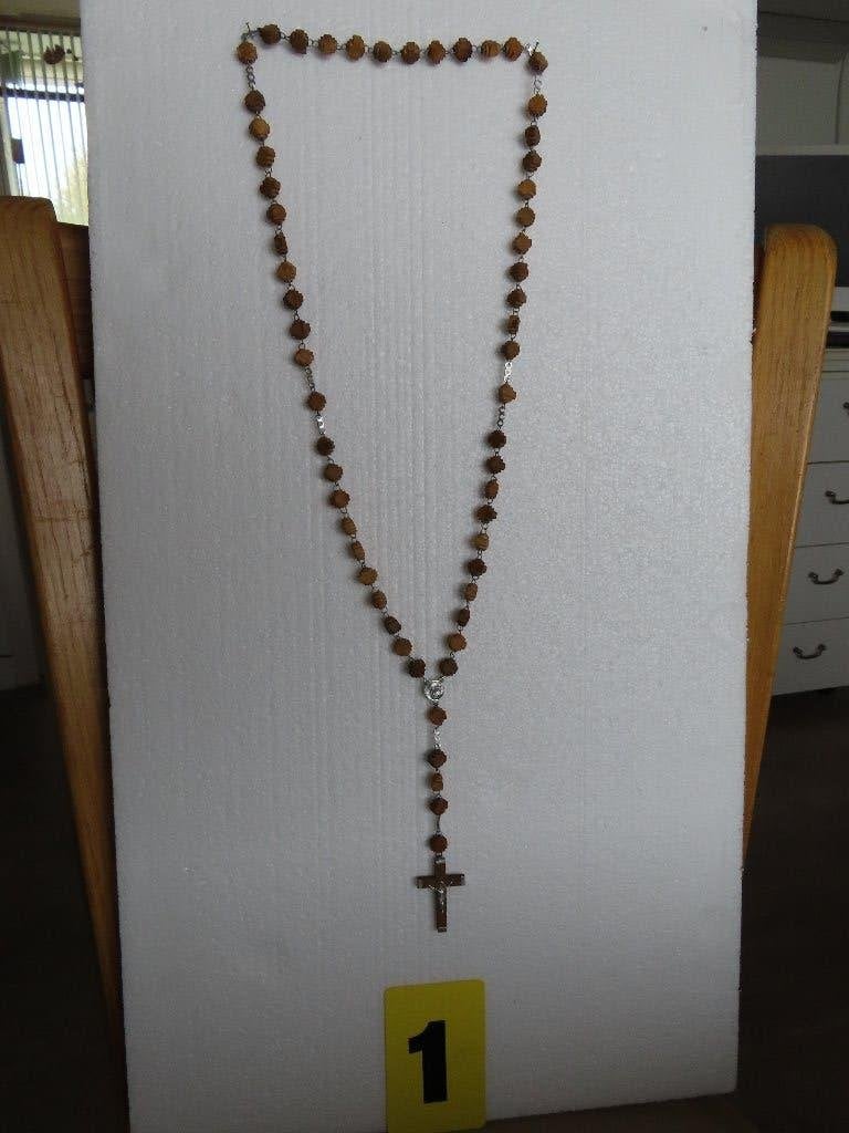 Rozenkrans Nr.01 met Houten blokjes. Lang: 50 cm. €.5,00, Collections, Enlèvement ou Envoi, Comme neuf, Autres types, Christianisme | Catholique