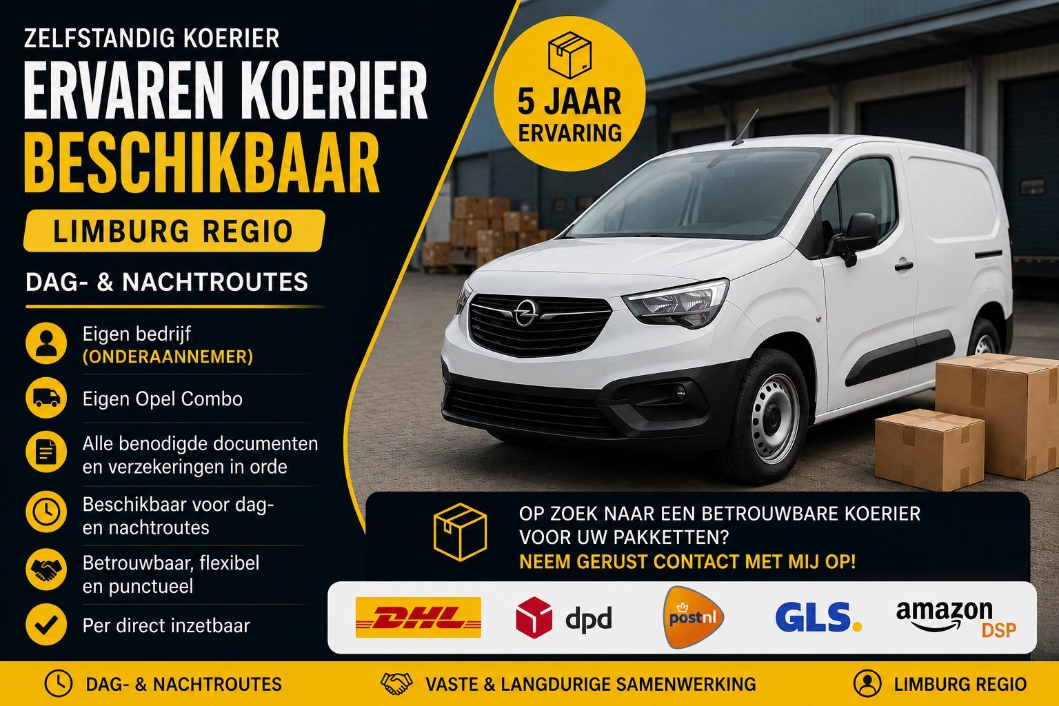 Ervaren Koerier met Eigen Bedrijf Beschikbaar