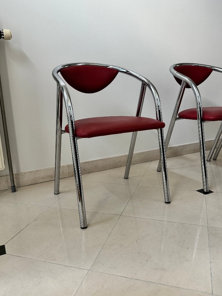 10 chaises design - rouge - 40 €/pièce, Maison & Meubles, Chaises, Rouge, Vintage, Comme neuf, Enlèvement