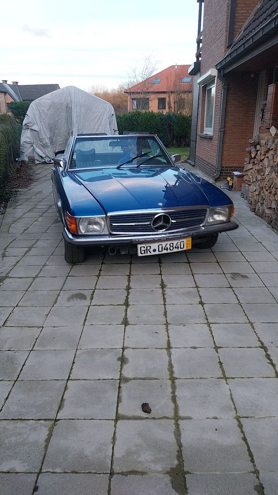 Mercedes 350SL, Auto's, Mercedes-Benz, Particulier, SL, Benzine, 2 deurs, Automaat, Blauw, Blauw, Leder, Achterwielaandrijving