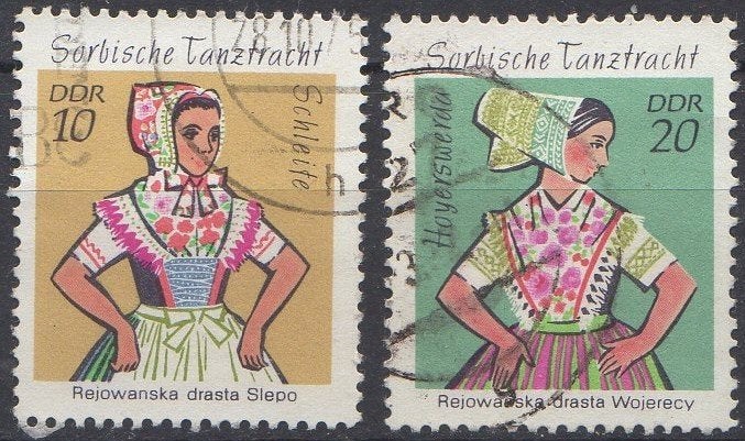 DDR - Sorbische klederdrachten - 1971, Ophalen of Verzenden, DDR, Gestempeld