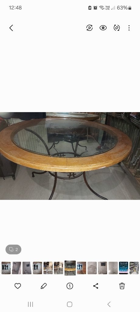 Table fer forge bois et verre, Maison & Meubles, 100 à 150 cm, Verre, Rond, 100 à 150 cm