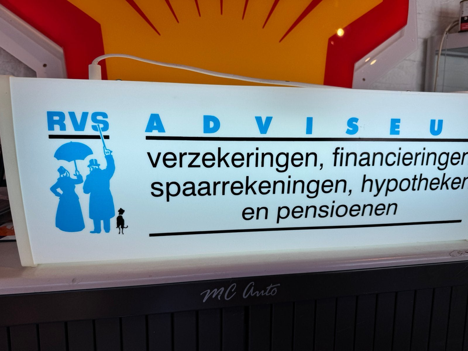 RVS Verzekeringen reclame lichtbak, Verzamelen, Ophalen, Gebruikt, ., Lichtbak of (neon) lamp