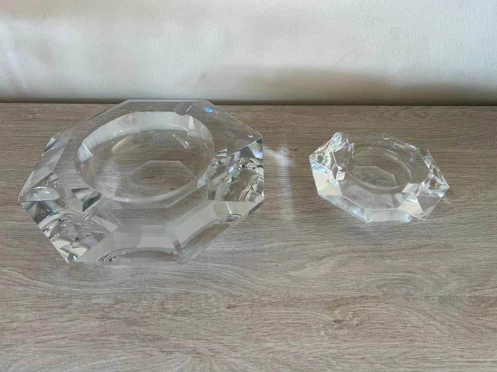 2 kristallen asbakken Val Saint Lambert, Antiek en Kunst, Antiek | Glaswerk en Kristal, Ophalen