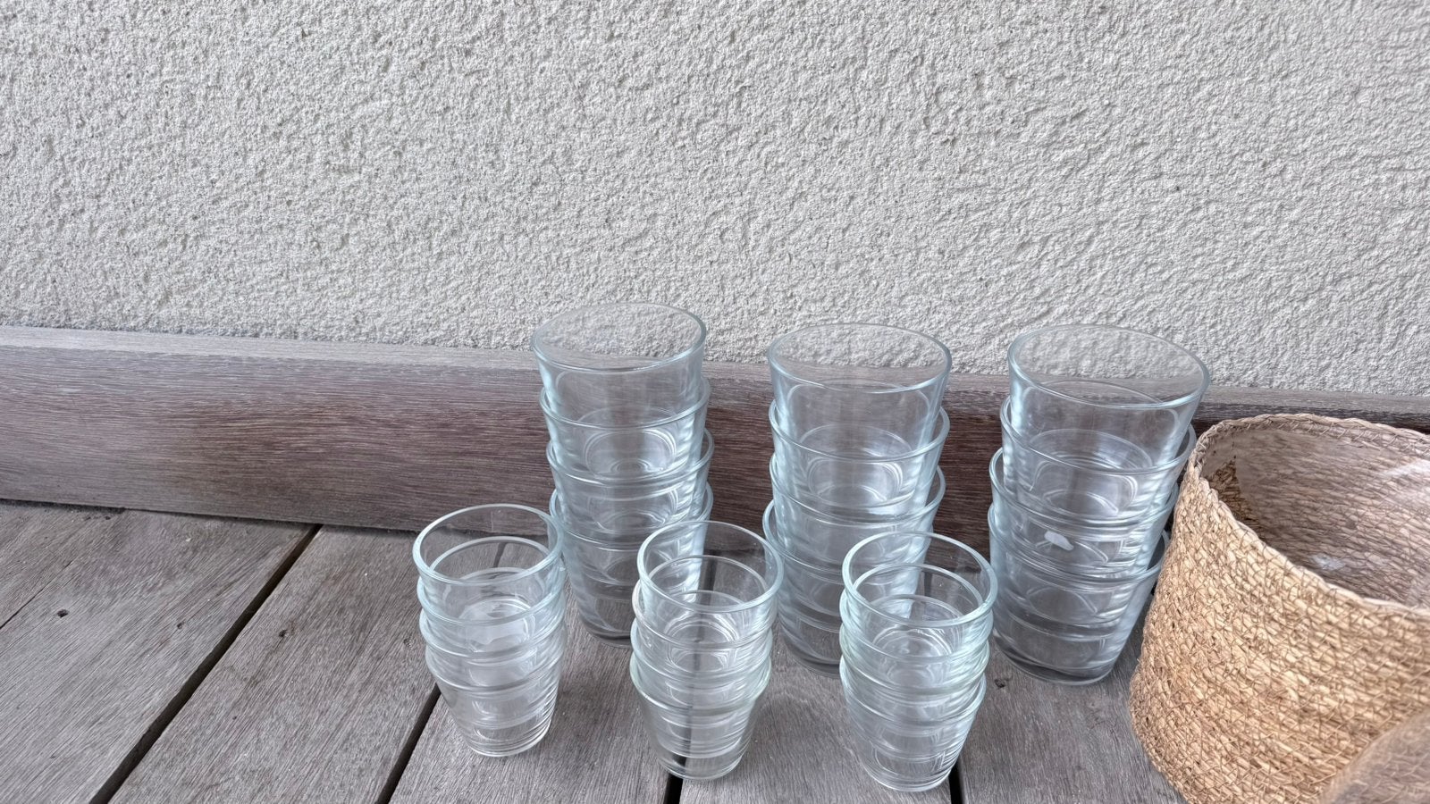 Assortiment theelichtjes,-vaasjes, rotan manden., Ophalen, Zo goed als nieuw