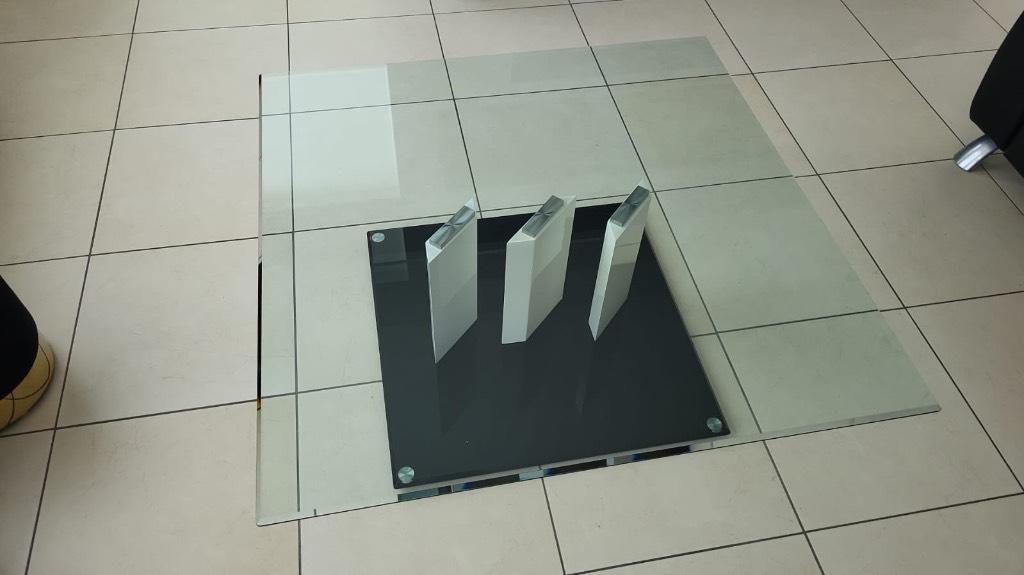 Glazen salontafel, Huis en Inrichting, Ophalen, Zo goed als nieuw, Vierkant, Glas