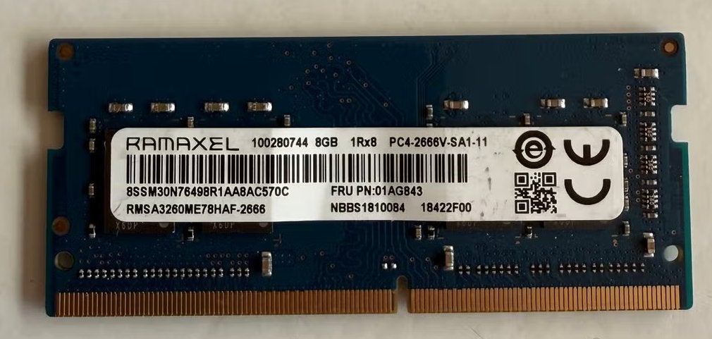 Ramaxel 8 Go 1Rx8 PC4 2666 V SA1-11, Informatique & Logiciels, Enlèvement ou Envoi, DDR4, 8 GB, Utilisé