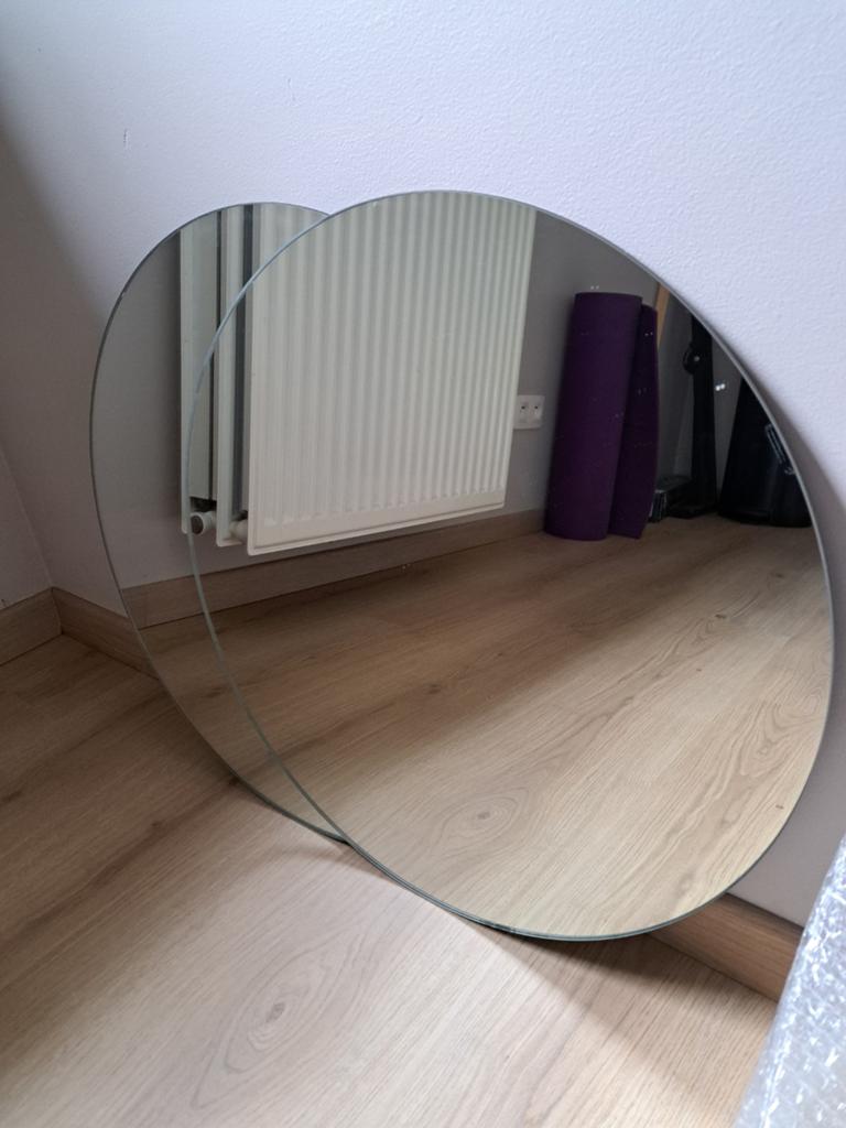 Twee ronde spiegels diameter 50cm, Ophalen, Gebruikt, Rond