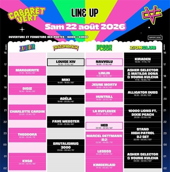2 places pour CABARET VERT samedi 22/08 août, Tickets en Kaartjes, Evenementen en Festivals, Twee personen