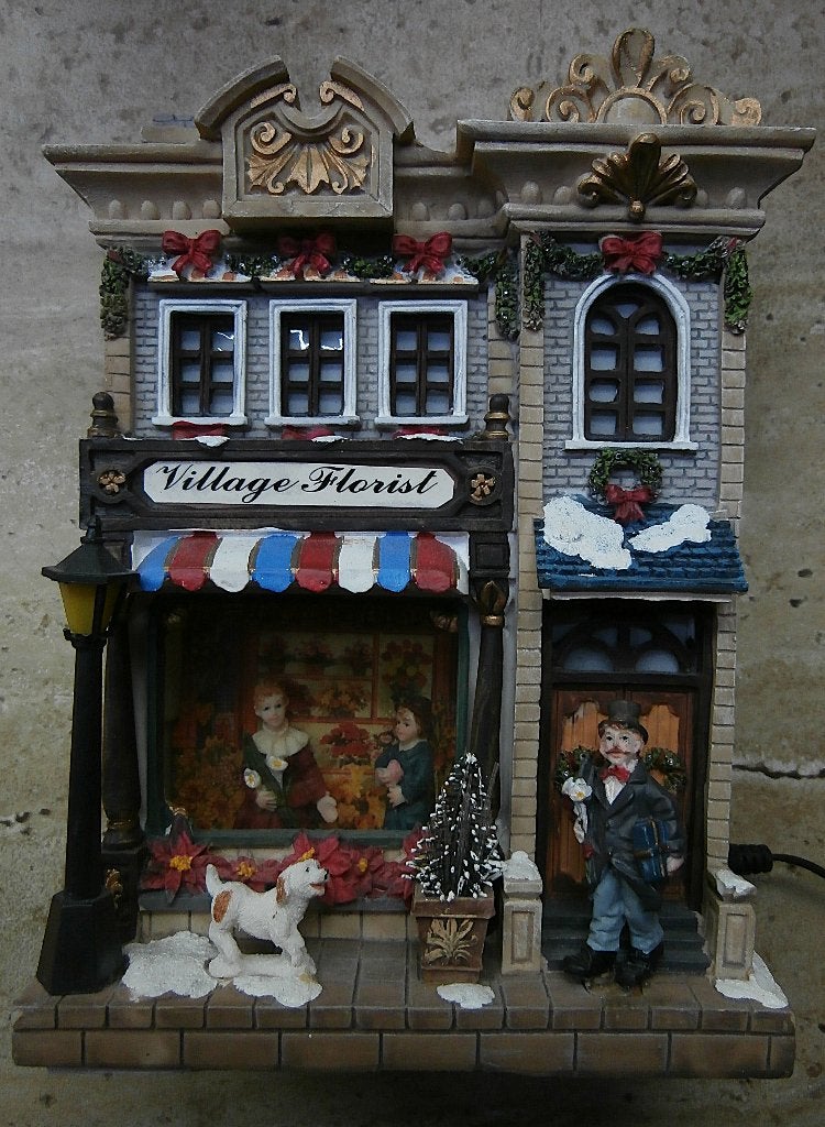 Verlicht kersthuis "village florist", Ophalen, Zo goed als nieuw