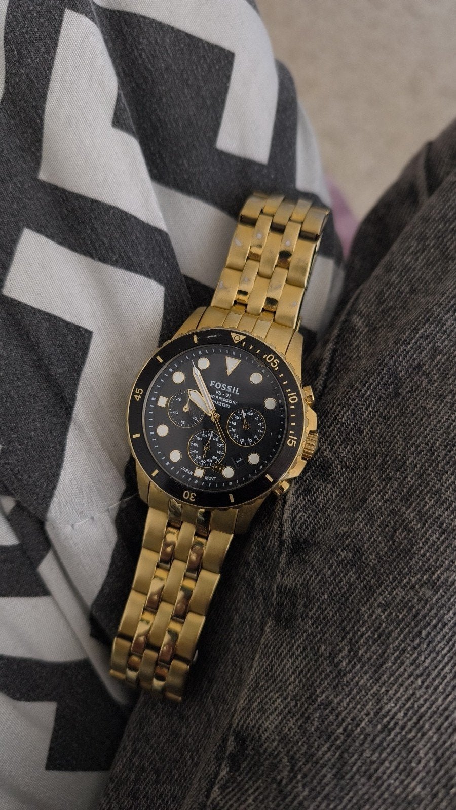 Fossil Horloge – Goudkleurig – Chronograaf – 44 mm, Bijoux, Sacs & Beauté, Enlèvement, Vert