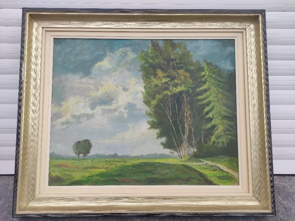 huile sur panneau paysage signe gustave verbiest, Enlèvement ou Envoi
