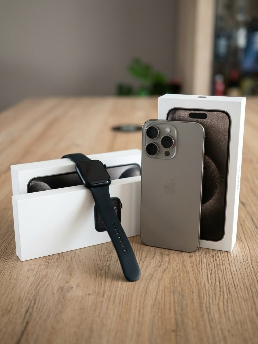 iPhone 15 Pro Max (État Neuf) + Apple Watch SE 2 + Acc, Telecommunicatie, IPhone 15 Pro Max, Zo goed als nieuw, Zonder simlock