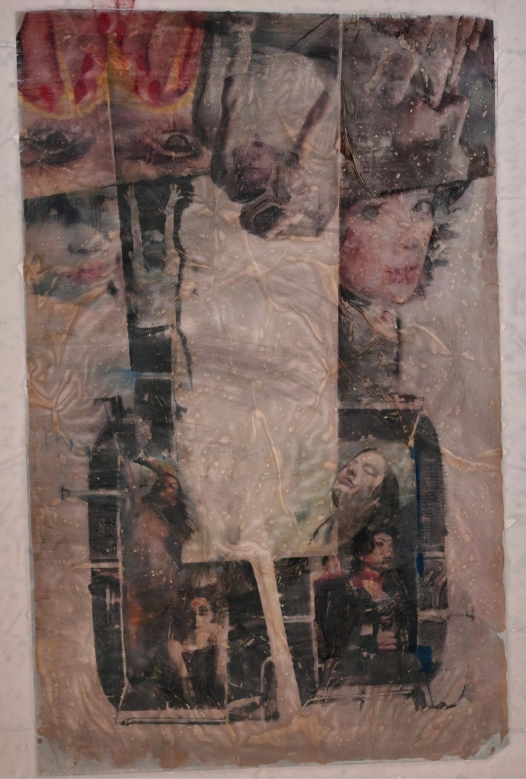 MARA Pol "Upside down" 1990 aqaurel op zijde en collage