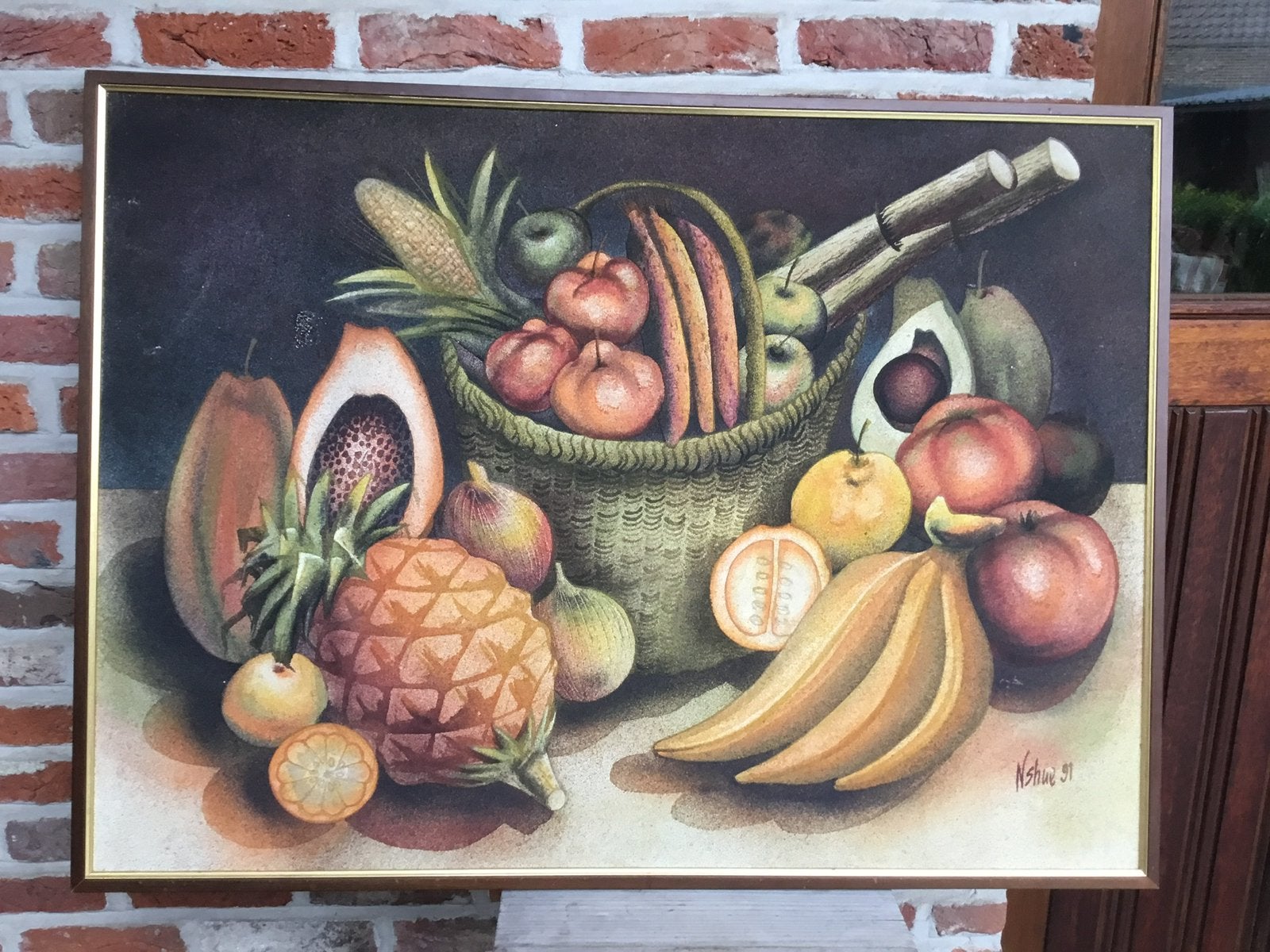 Gemengde techniek-Afrikaanse School-(Nshue 91( Tataa), Antiek en Kunst, Ophalen, Gemengde techniek