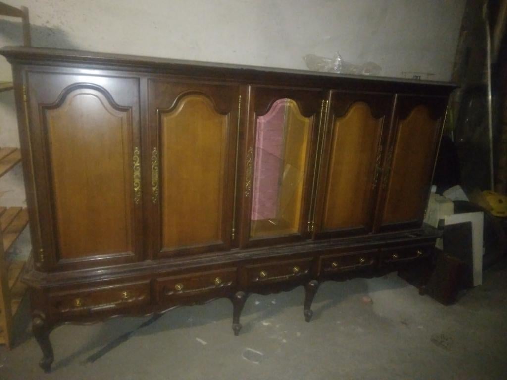 Vintage vitrinekast, Huis en Inrichting, Kasten | Vitrinekasten, Gebruikt, 100 tot 150 cm, 200 cm of meer, 25 tot 50 cm