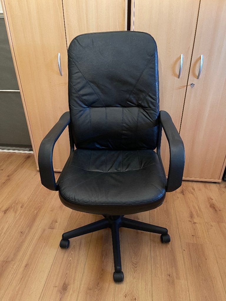 Fauteuil de bureau en cuir, Enlèvement, Utilisé, Noir, Chaise de bureau