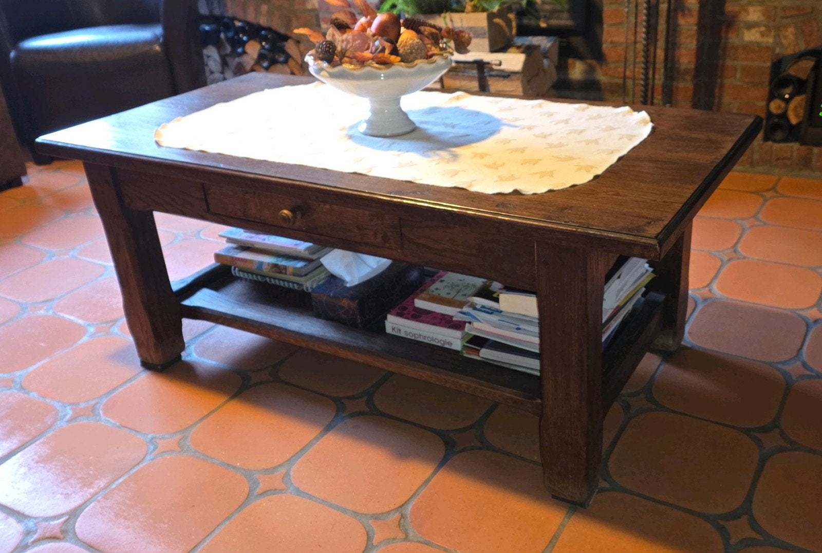 Table basse de salon en chêne massif, Maison & Meubles, 100 à 150 cm, Comme neuf, 50 à 100 cm, Chêne