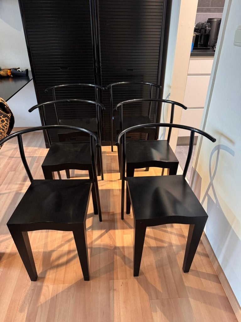 6 stoelen - design, Huis en Inrichting, Ophalen, Kunststof, Zwart, Post modern - vintage