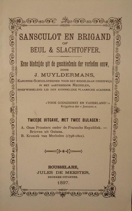Sansculot en brigand of beul & slachtoffer, Boeken, Ophalen of Verzenden