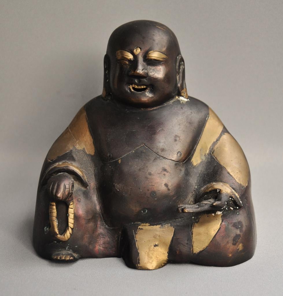 Bronzen Chinees geluksbeeld, 2e helft 20e eeuw, Antiek en Kunst, Ophalen of Verzenden
