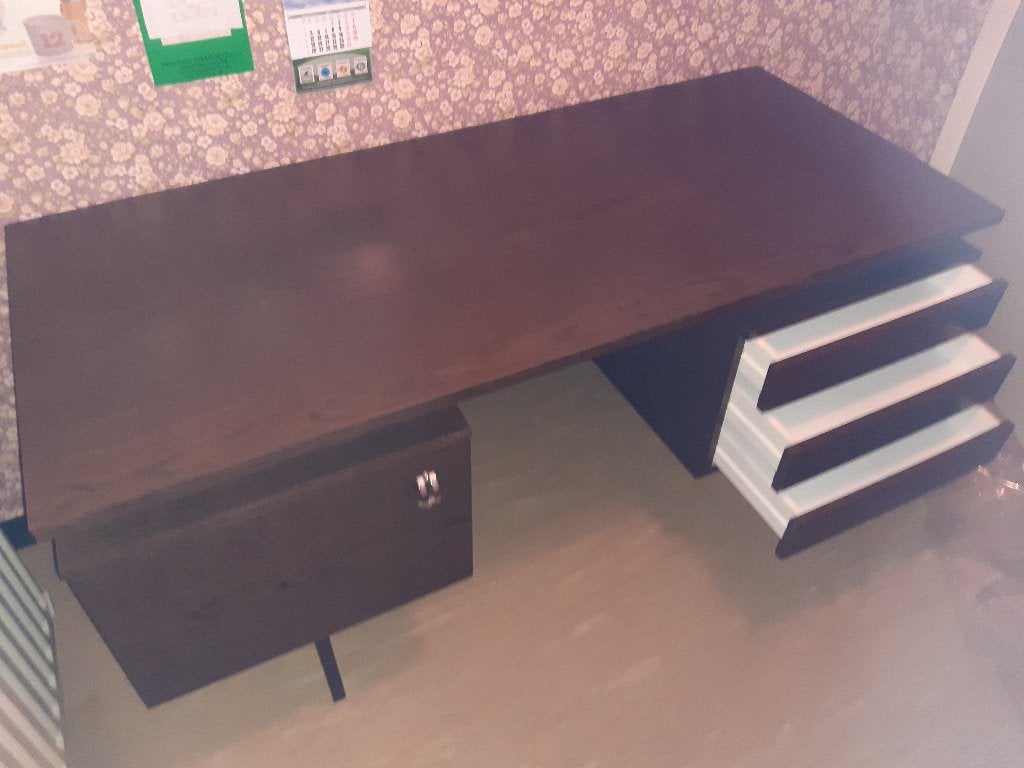 Bureau buro bureel desk retro schijf boeken meubel, Ophalen, Gebruikt, Retro