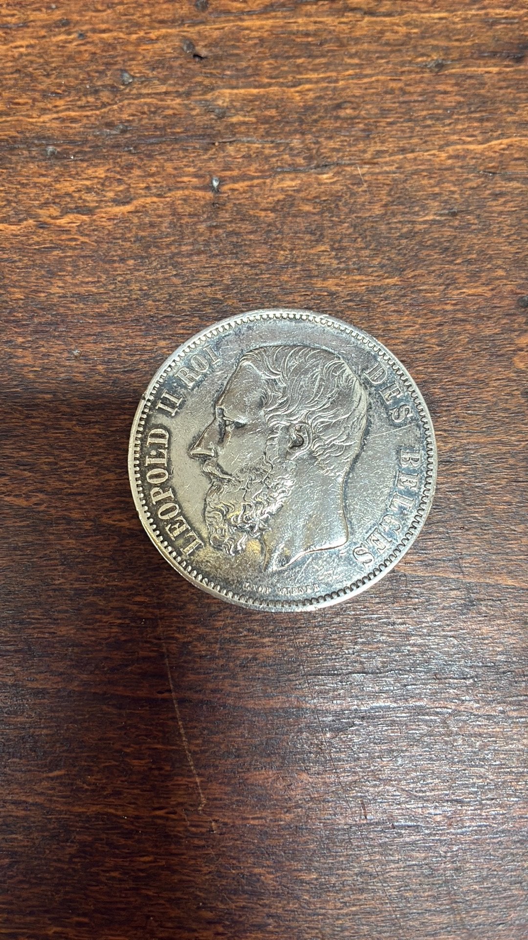 Zilveren vijf frank stuk 1868, Postzegels en Munten, Ophalen, Zilver