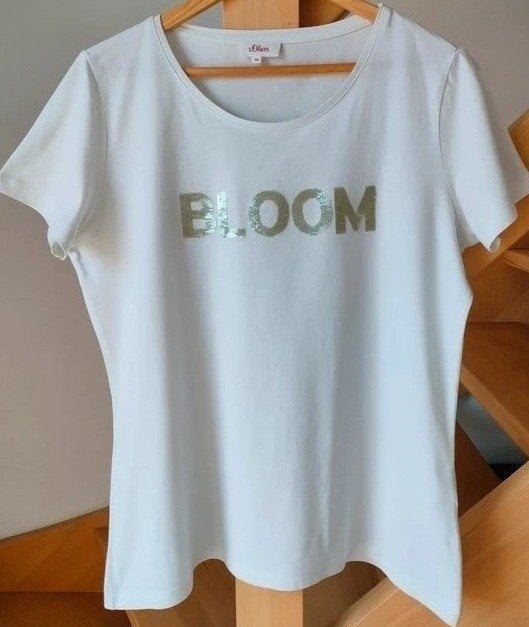 Prachtige T-shirt met pailletten, s.Oliver maat: 38/40, Kleding | Dames, T-shirts, Maat 38/40 (M), Wit, S. Oliver, Ophalen of Verzenden