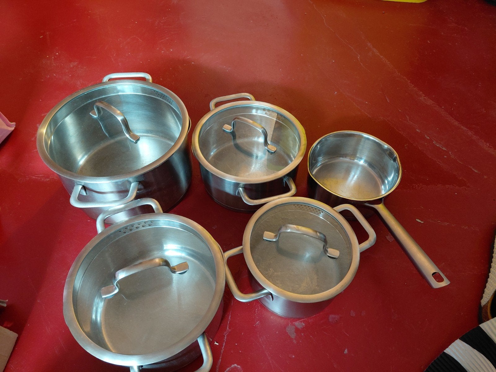 Set van 5 kookpotten, Ophalen, Gebruikt, Pannenset, Keramische plaat