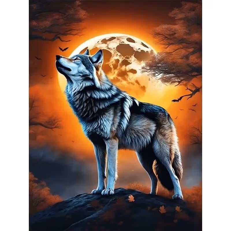 nr 1 Diamond Painting wolf 50x40cm (vierkant), Verzenden, Nieuw, Meerkleurig, Overige materialen