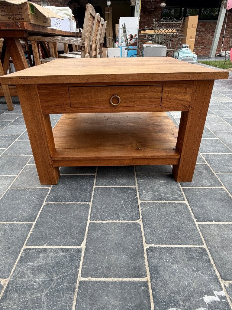 Salontafel in teak, Ophalen, Gebruikt, 50 tot 100 cm, 50 tot 100 cm