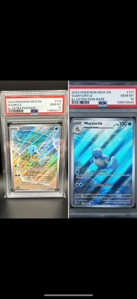 GEZOCHT: squirtle en wartortle 151 engels psa 10, Ophalen of Verzenden, Nieuw, Meerdere kaarten, Foil