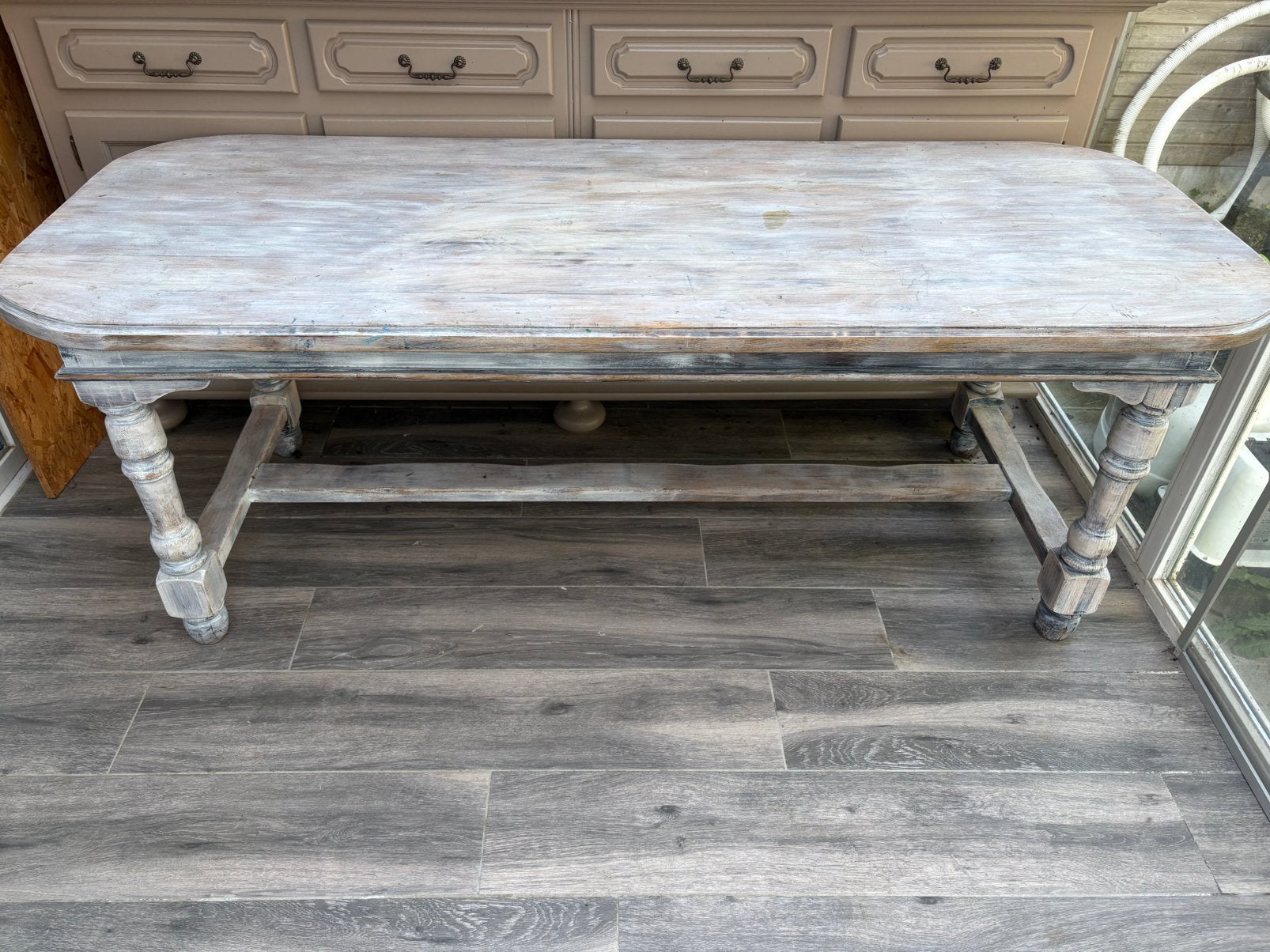 gratis eiken tafel, Tuin en Terras, Ophalen, Zo goed als nieuw