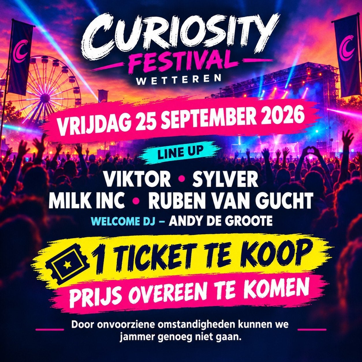 ️ 1 TICKET CURIOSITY FESTIVAL – VRIJDAG 25 SEPTEMBER ️, Tickets & Billets