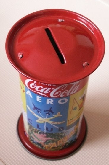 Colonne publicitaire en forme de tirelire en étain Coca-Cola, Enlèvement ou Envoi, Neuf