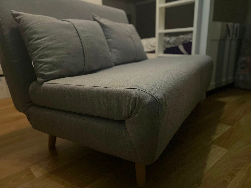 Fauteuil convertible gris – Très bon état, Banc droit, Comme neuf, Enlèvement, Classique
