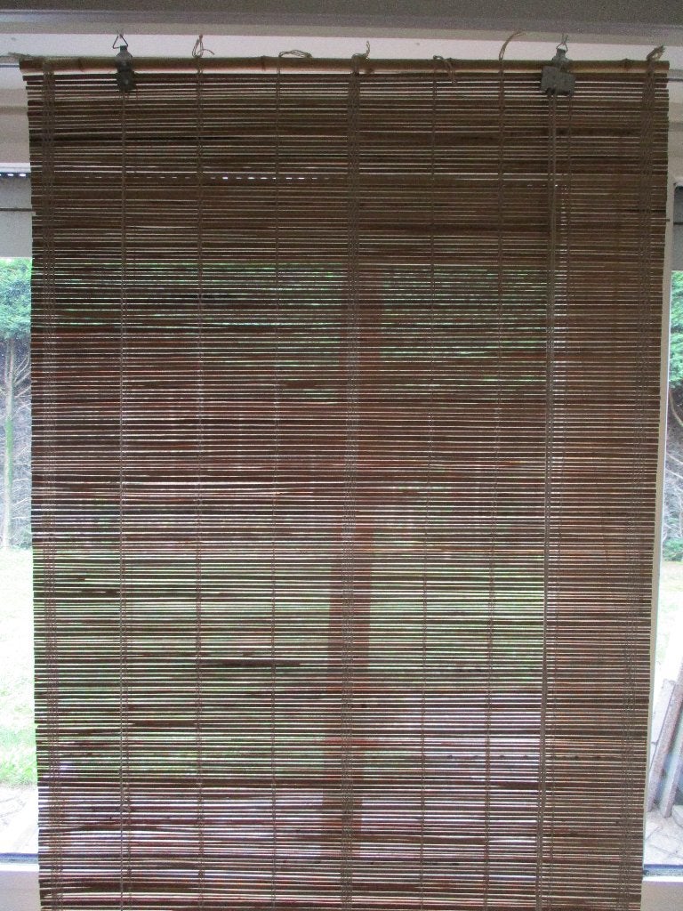2 Bamboe rolgordijnen, Huis en Inrichting, Ophalen, Beige, 170 cm, Zo goed als nieuw