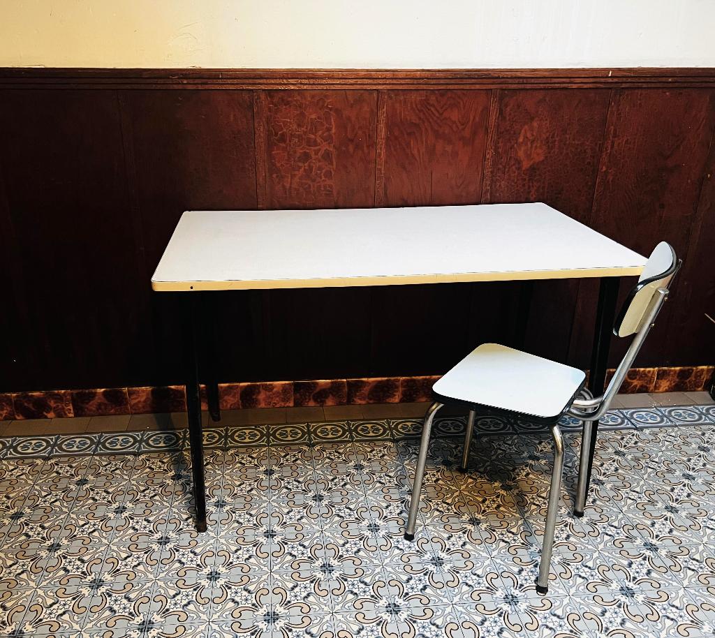 Vintage atelier tafel – Belgium 1980s – industrial, Ophalen, Gebruikt, 50 tot 100 cm, Vijf personen of meer