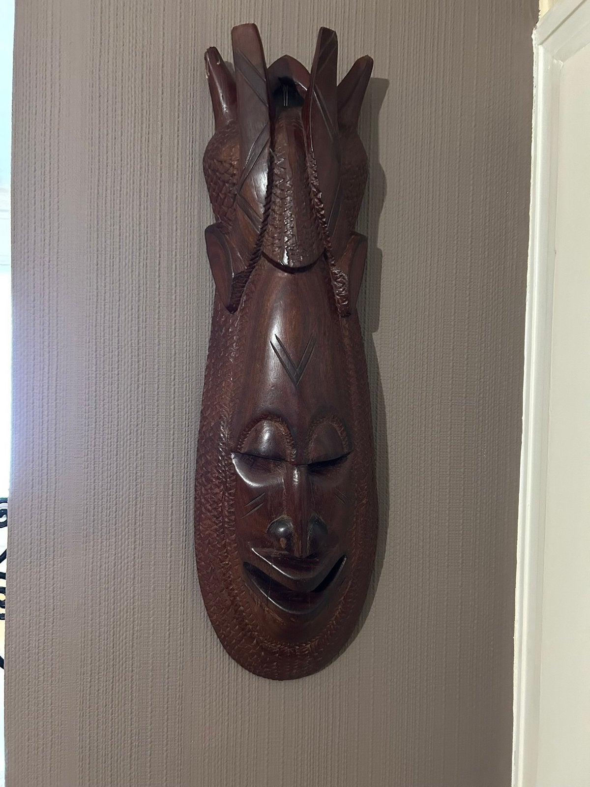 Bruin Afrikaans masker, Antiek en Kunst, Ophalen, Masker, Bruin
