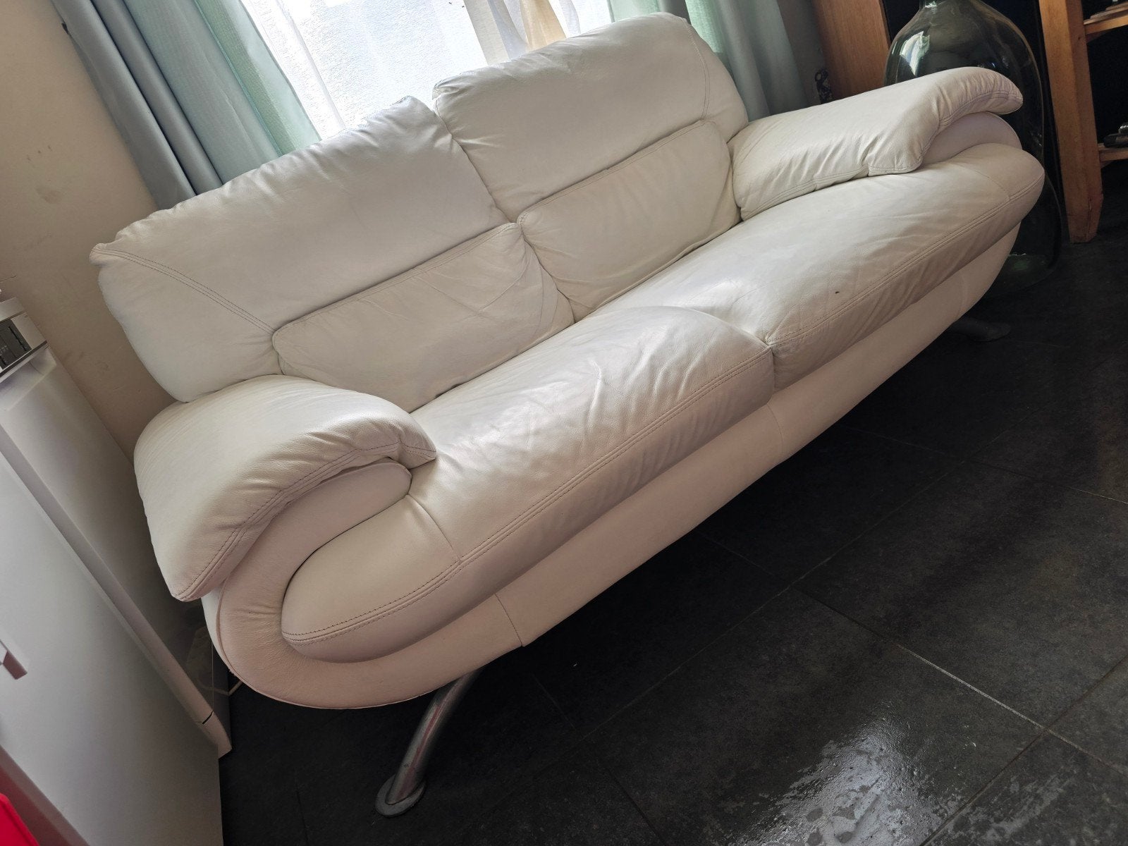 Canape 2 personne château dax cuir blanc, Enlèvement, Cuir