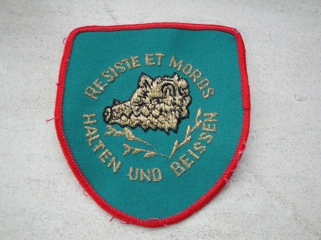 Ancien Ecusson bilingue MSA Chasseurs Ardennais, Ophalen of Verzenden, Landmacht