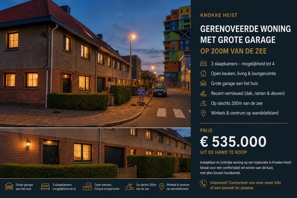 Mooie hoekwoning te knokke- heist, Tot 200 m², Knokke-Heist, Hoekwoning, 4 kamers