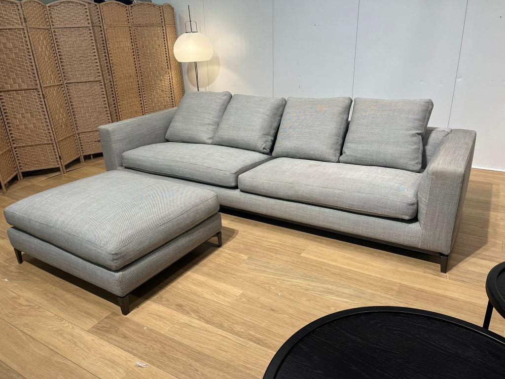 Minotti Andersen 5-Zits + Hocker Herstofferen €6.000, Huis en Inrichting, 250 tot 300 cm, 100 tot 125 cm, Ophalen of Verzenden
