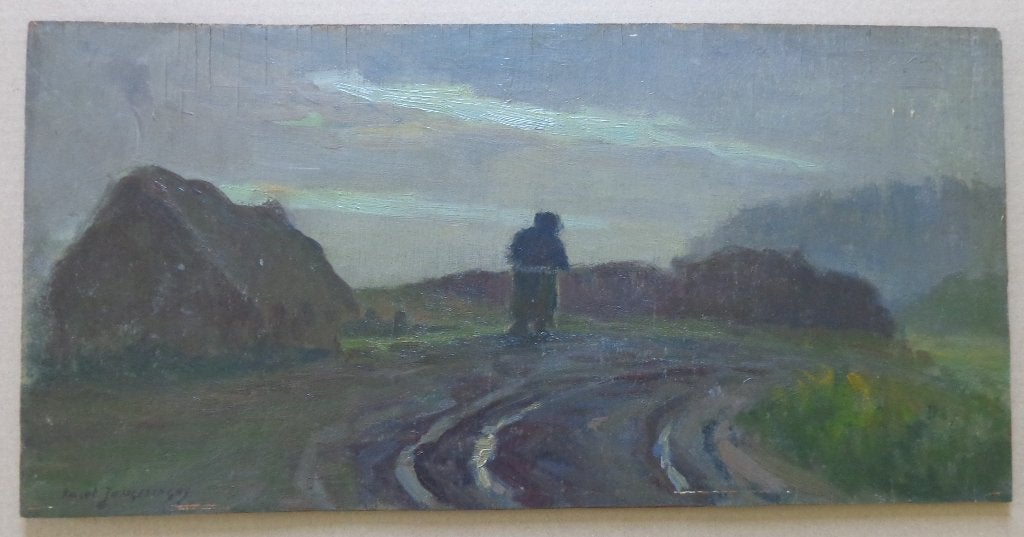 KAREL JONGELINGHS / WANDELAAR VELD / OLIEVERF PANEEL 25x49cm, Enlèvement ou Envoi