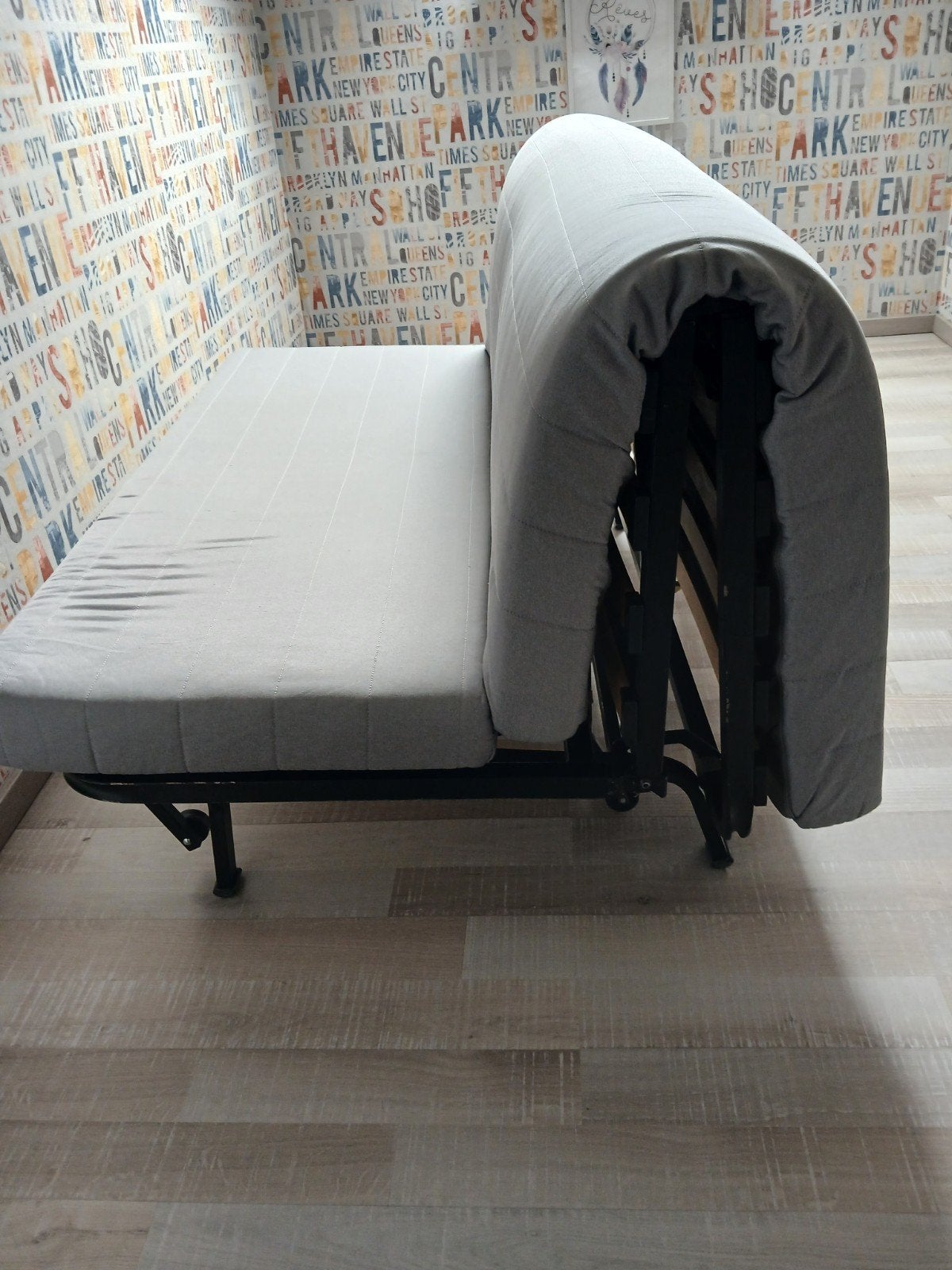 canapé-lit 2 personnes, Gris, 140 cm, Enlèvement, Utilisé