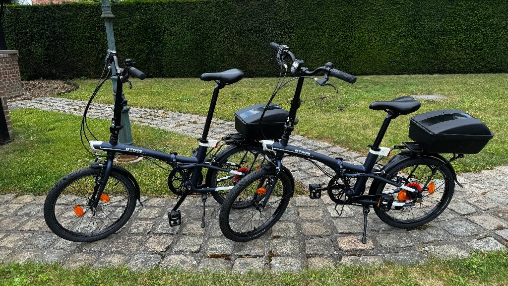 2 blauwe BTWIN plooifietsen in goede staat, Fietsen en Brommers, Ophalen, Velgrem, Btwin Decathlon, 16 tot 20 inch