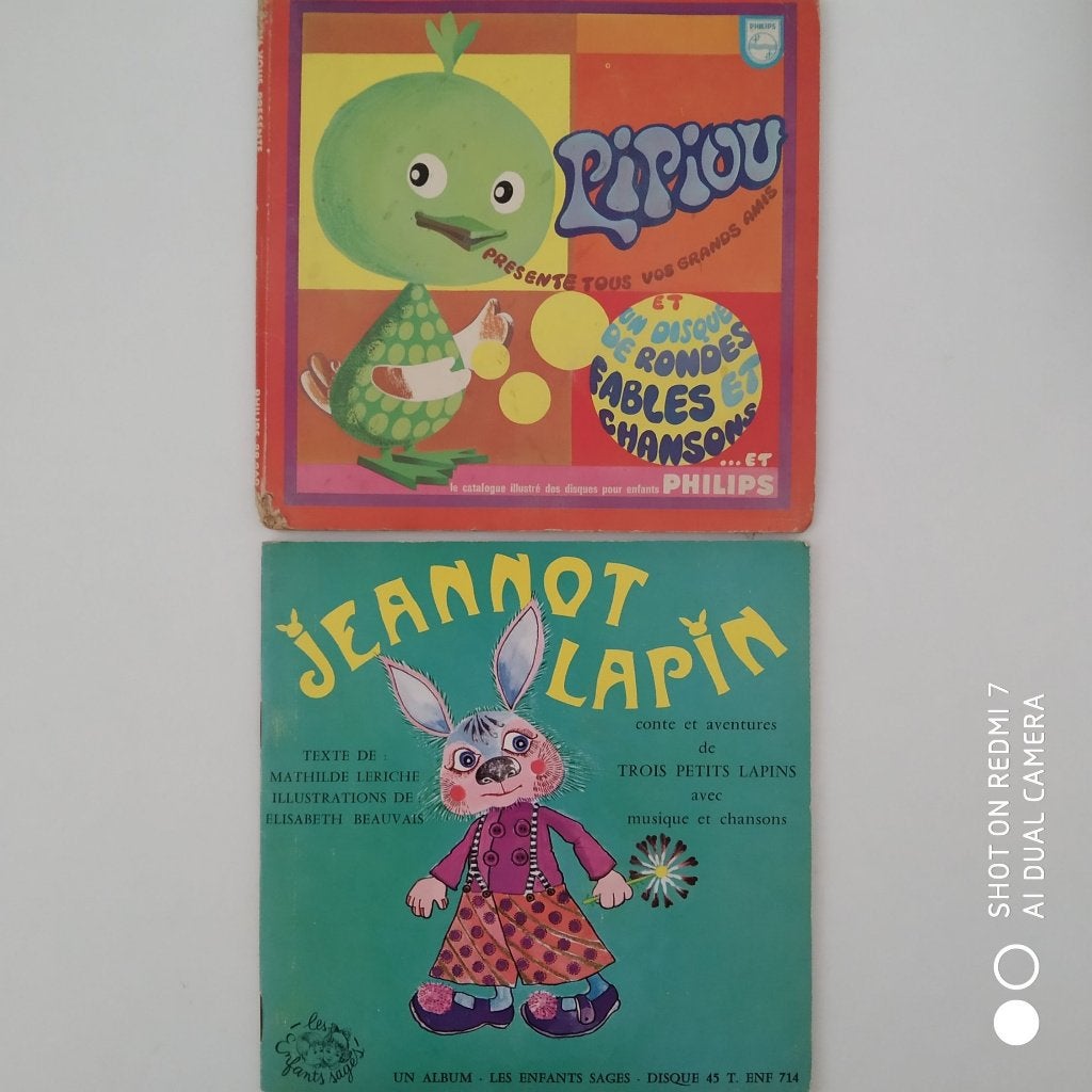 JEANNOT LAPIN + PIPIOU 45t lot de 2 1969-1975, Enlèvement ou Envoi, 7 inch, Utilisé, EP