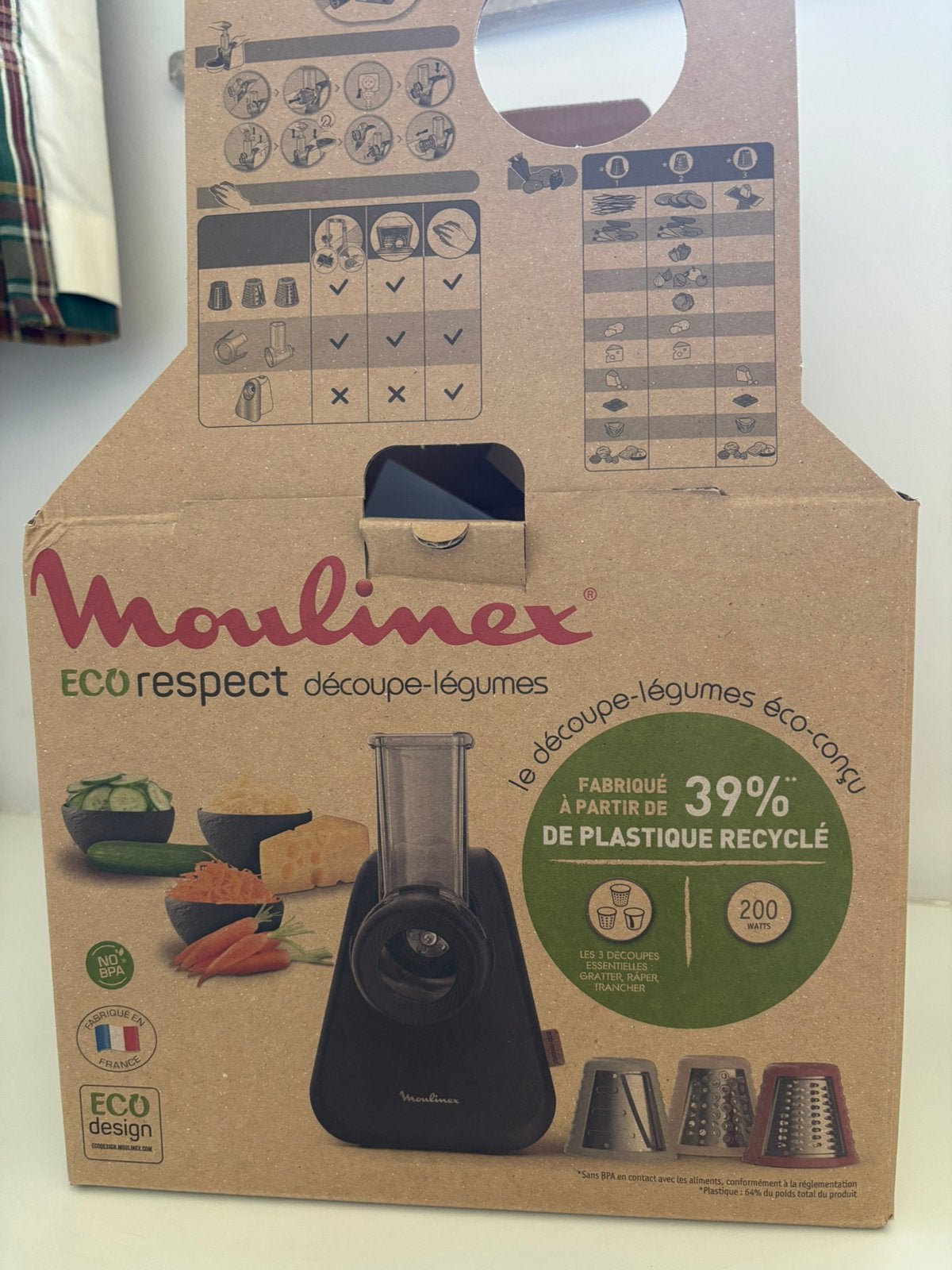 Moulinex Eco Respect découpe-légumes DJ77EN10, Electroménager, Enlèvement ou Envoi, Neuf, Résiste au lave-vaisselle, 1 vitesse