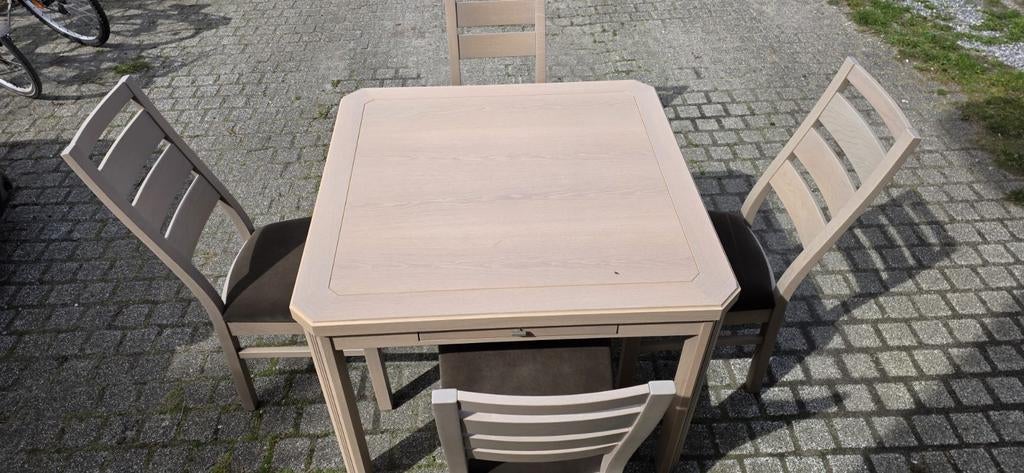 Eiken eetplaats te koop, Ophalen, Zo goed als nieuw, Modern, 4 tot 6 stoelen