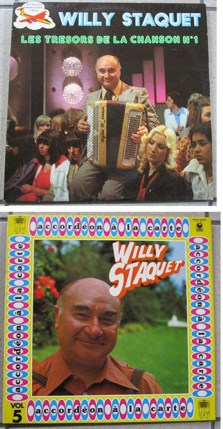 2 elpees 33-toeren van Willy Staquet - accordeonmuziek, LP, Gebruikt, Overige genres, Ophalen of Verzenden